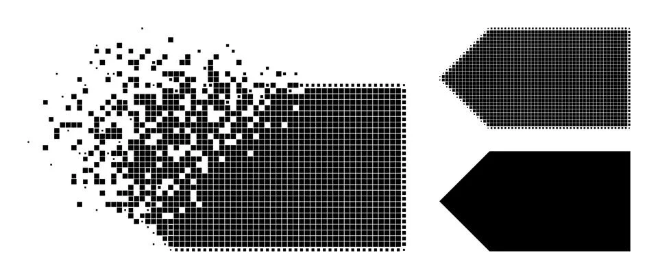 Damaged and Halftone Dot Direction Left Glyph Stockillustratie