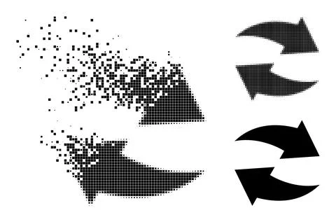 Damaged and Halftone Dot Exchange Arrows Glyph Stockillustratie