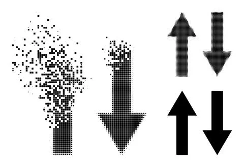 Damaged and Halftone Dot Vertical Flip Arrows Glyph Illustrazione stock
