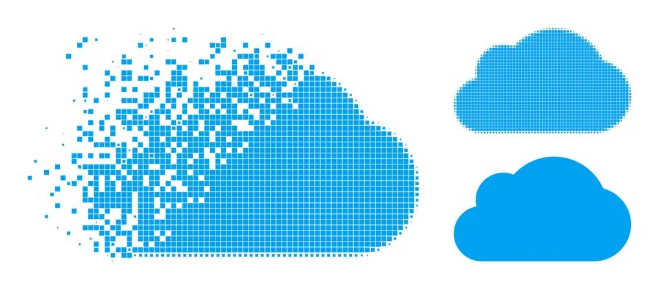 Damaged and Halftone Dotted Cloud Glyph Stockillustratie