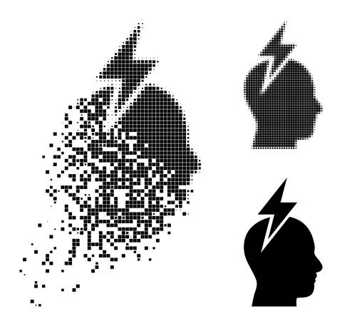 Damaged and Halftone Dotted Headache Glyph イラスト素材