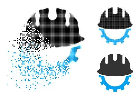 Damaged and Halftone Pixelated Development Hardhat Glyph Illustrazione stock