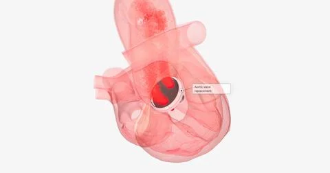 The damaged aortic valve may also be replaced with a mechanical or a biolog.. Stock Illustration