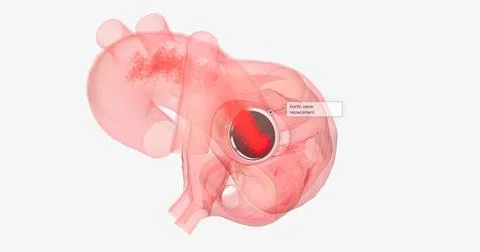 The damaged aortic valve may also be replaced with a mechanical or a biolog.. Stock Illustration