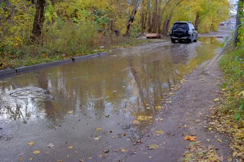 Damaged asphalt road surface 스톡 사진