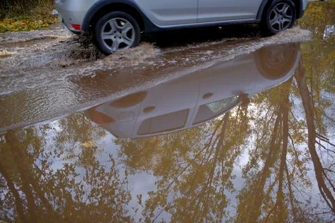 Damaged asphalt road surface 스톡 사진