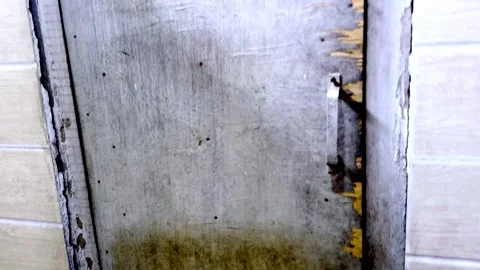 Damaged Bathroom Door Showing Poor Maintenance Stock Footage 334366817