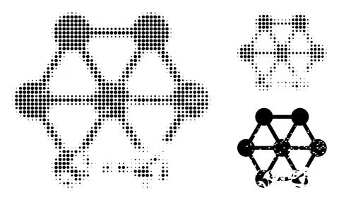 Damaged Blockchain Halftone Dotted Icon 스톡 일러스트
