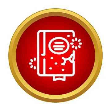 Damaged book icon representing knowledge loss on red background Stock Illustration