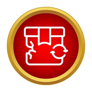 Damaged box with arrows icon indicating return or exchange Stock Illustration