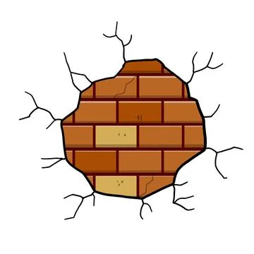 Damaged Brick wall. Broken plaster with cracks. 스톡 일러스트