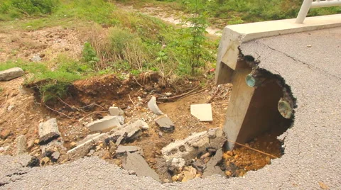 Damaged bridge Stock Footage 40696036
