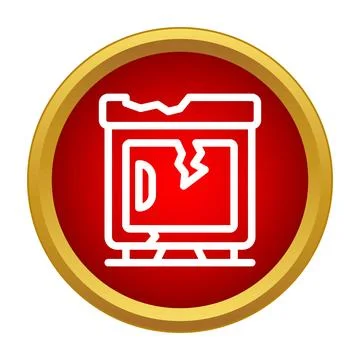 Damaged broken screen icon in red circle Ilustración de archivo