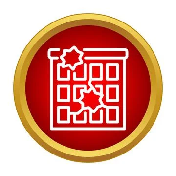 Damaged building icon representing destruction and disaster Stock Illustration