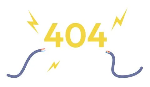 Damaged cable with short circuit 404 page not found illustration Stock Illustration