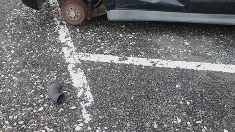 Damaged car after accident Video stock 88994932