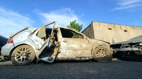 Damaged car in consequence of flooding Stock Footage 61716373