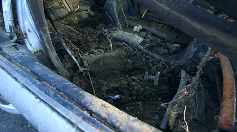 Damaged car in consequence of flooding Stock Footage 61716456