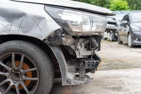 Damaged Car with Front Bumper Removed Stock Photos