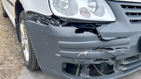 Damaged car front Stock Photos