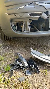 Damaged car front Stock Photos