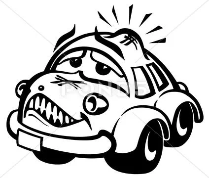 Damaged car illustration Stock Illustration