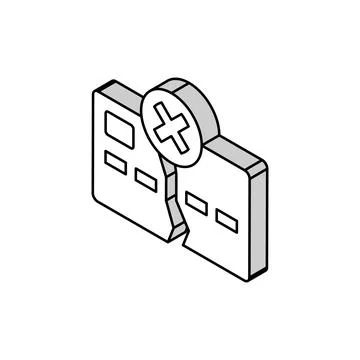 Damaged card isometric icon vector illustration Stock Illustration