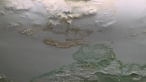 A damaged ceiling with peeling paint, water stains, and mold growth, showing Stock Footage 300485385