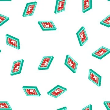 Damaged cell window isometric icon seamless pattern Stock Illustration