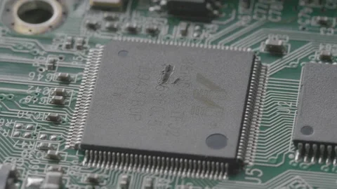 Damaged computer chip close up Stock Footage 264549107