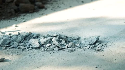 Damaged Concrete Road Under Construction in Delhi City Stock Footage 326360985