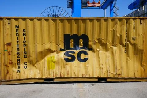 Damaged container Stock-Fotos
