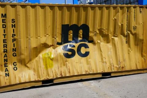 Damaged container Stock-Fotos