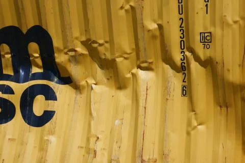 Damaged container Foto stock
