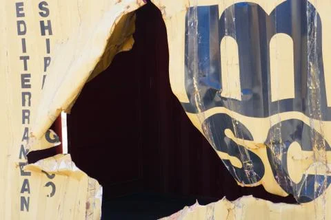 Damaged container Foto stock