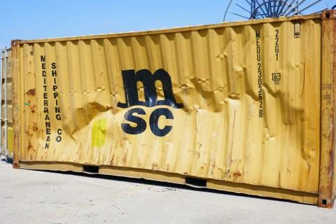 Damaged container Foto stock