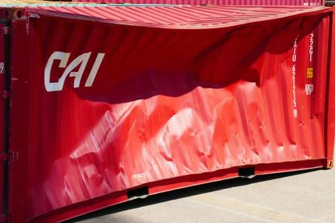 Damaged container Foto stock