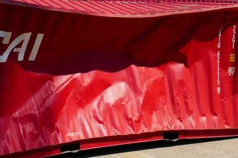 Damaged container Foto stock