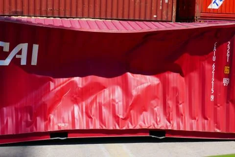 Damaged container Foto stock