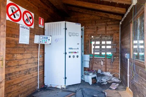 Damaged control room interior at Mount Etna station Photos