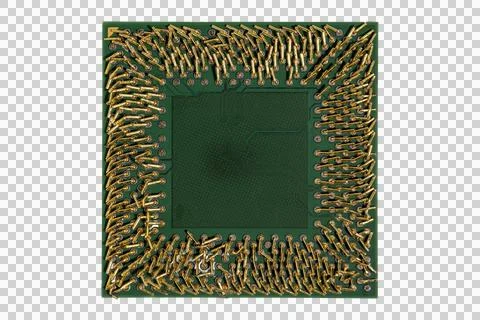Damaged CPU processor pins with severe physical hardware connection failure Stock Photos