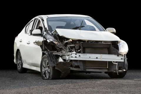 Damaged crash car Stock Photos
