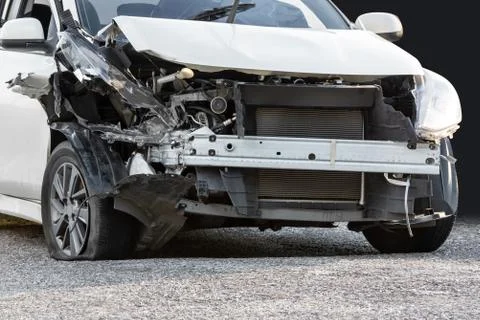 Damaged crash car Stock Photos