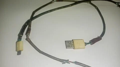 Damaged data cable Stock Photos