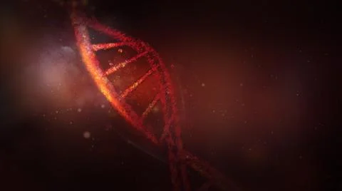 Damaged DNA strand in virtual space, 3D render. イラスト素材