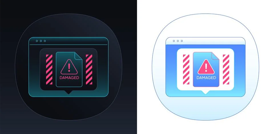 Damaged document. Computer window frame with corrupted file notice. Digital d イラスト素材