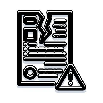 Damaged document having error or warning icon 스톡 일러스트