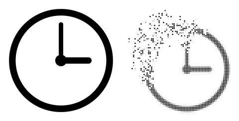 Damaged Dot and Original Clock Icon Stock Illustration
