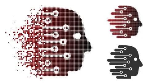 Damaged Dot Halftone Artificial Intelligence Icon Illustrazione stock