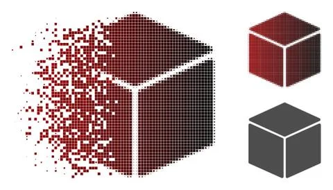Damaged Dot Halftone Cube Icon 스톡 일러스트